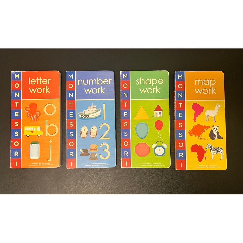 Montessori Board Book Set Kids Multicolor 4 Book Lot Learning